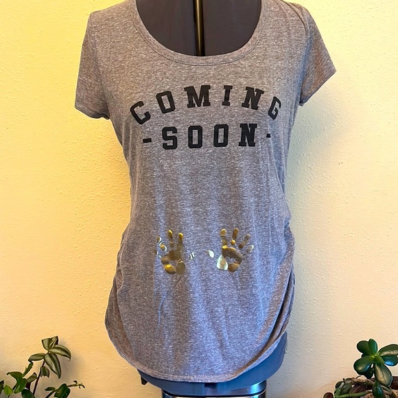 Maternity Handprint Coming Soon Tshirt - Picture 1 of 5